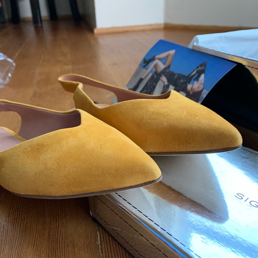 SM Suede Mustard Slingback Flats
